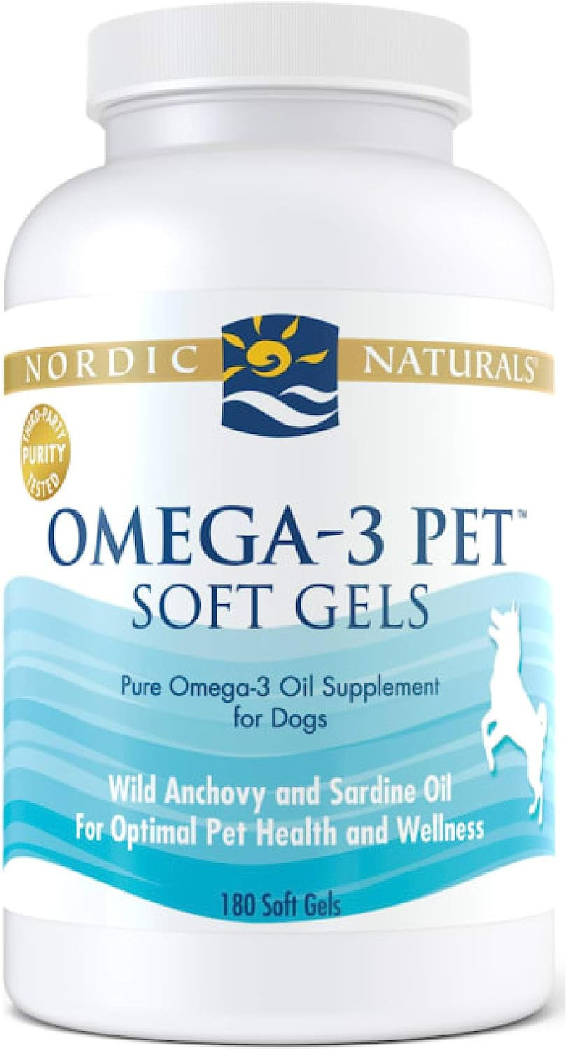 Nordic Naturals Omega-3 Pet, Unflavored - 120 Soft Gels - 330 Mg Omega-3 per Soft Gel - Fish Oil for Dogs with EPA & DHA - Promotes Heart, Skin, Coat, Joint, & Immune Health