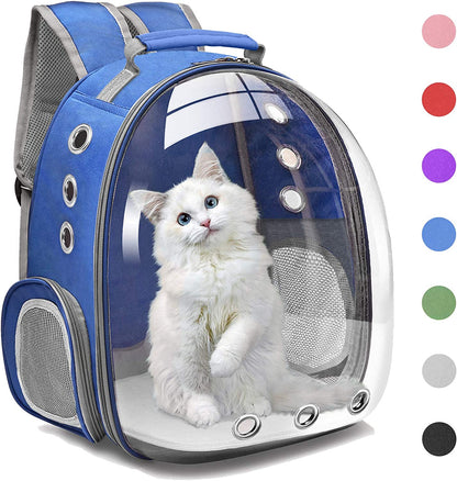 Henkelion Cat Backpack Carrier Bubble Carrying Bag, Small Dog Backpack Carrier for Small Medium Dogs Cats, Space Capsule Pet Carrier Dog Hiking Backpack, Airline Approved Travel Carrier - Navy Blue