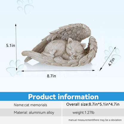 Cat Angel Memorial Statue Commemorates Our Lost Fur Baby,Cat Figurines Is Placed in the Outdoor Garden or Tombstone,Cat Statue Resin