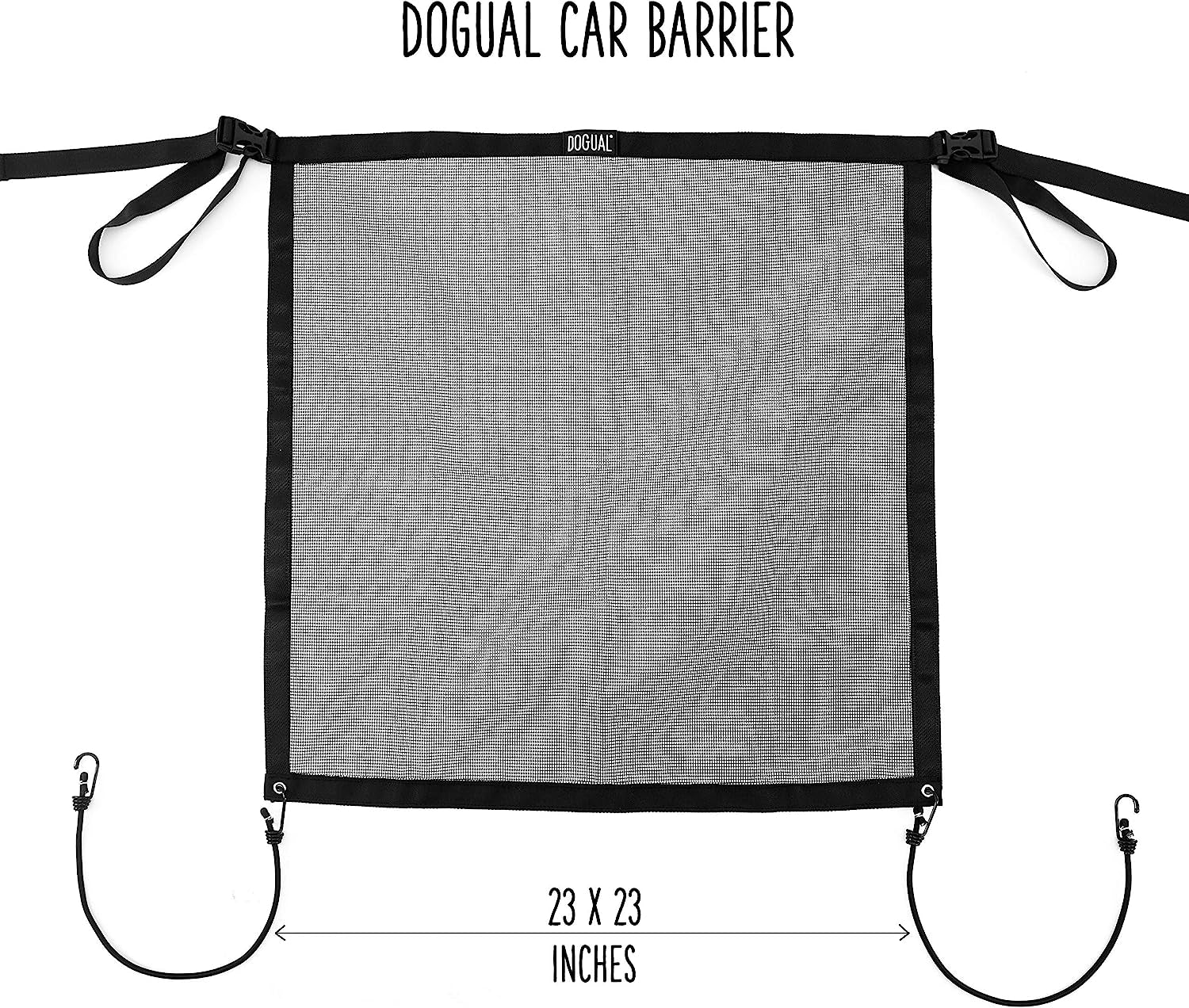 Dog Car Net Barrier - Universal Fit Sturdy Mesh, Easy to Install, Convenient for Air Conditioning, Easy to Clean & with Flexible Bungee Cords for Seat Movement