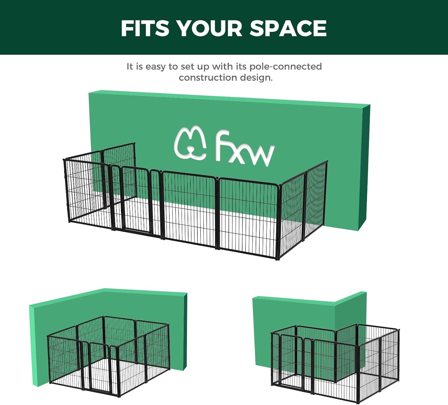 FXW Homeplus Dog Playpen Designed for Indoor Use, 32" Height for Medium Dogs, Black│Patented