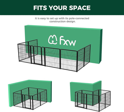 FXW Homeplus Dog Playpen Designed for Indoor Use, 24" Height for Puppy and Small Dogs, Black│Patented