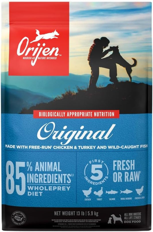 ORIJEN Original Dry Dog Food, Grain Free Dog Food for All Life Stages, Fresh or Raw Ingredients, 13 Lb