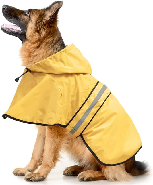 Hooded Dog Rain Coats - Reflective Adjustable Pet Rain Coat, Lightweight Dog Waterproof Raincoat Slicker Poncho with Leash Hole for Small, Medium, Large Dogs (Yellow, X-Large)