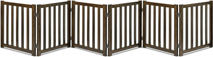 LZRS Solid Hardwood Freestanding Pet Gate,Wooden Dog Gates for Doorways,Nature Wood Dog Gates for the House,Dog Gate for Stairs,Freestanding Indoor Gate Safety Fence,Walnut,24" Height-6 Panels