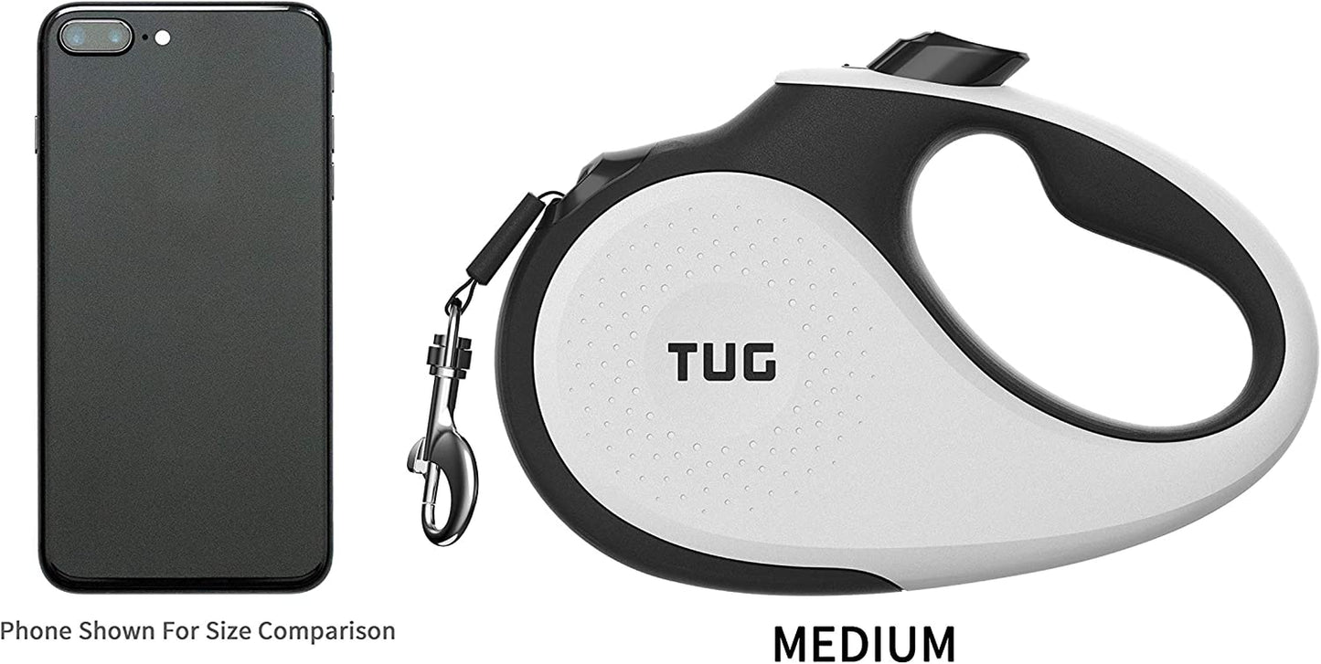 TUG Monochrome XL 360° Tangle-Free Retractable Dog Leash | 26 Ft Strong Nylon Tape | One-Handed Brake, Pause, Lock (Extra Large, Black)