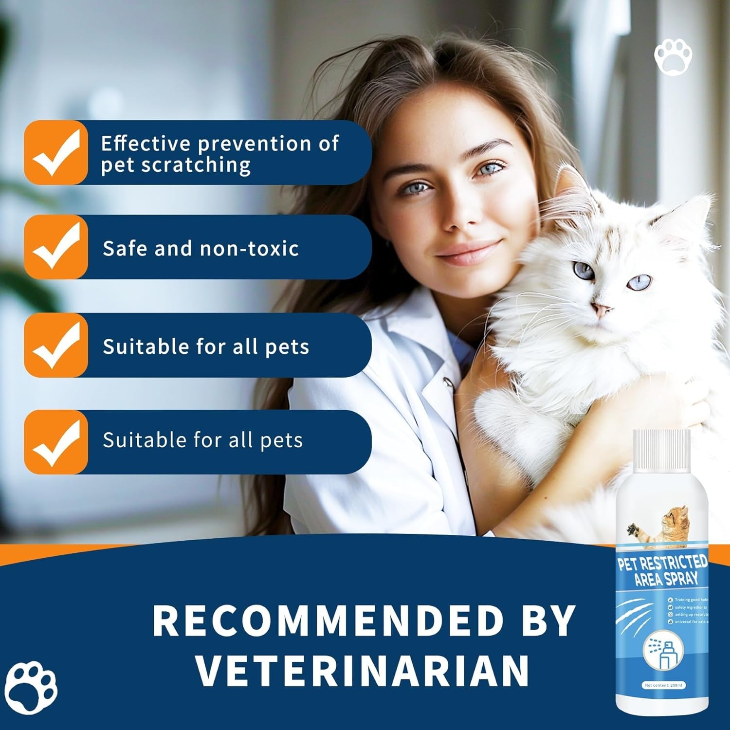 Cat Deterrent Spray: 200ML Cat Repellent Indoor for Cat and Kitten, Cat Scratch Deterrent for Furniture, Effective Cat Repellent Spray Training Aid for Furniture, Curtains, Sofas, Indoor & Outdoor