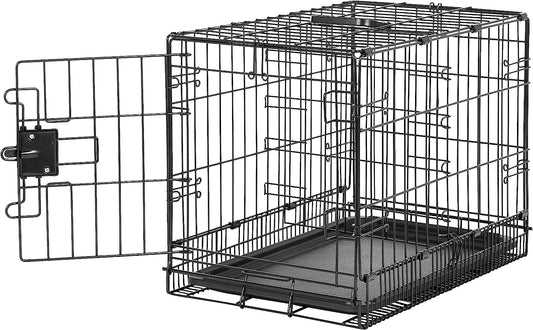 Amazon Basics Durable, Foldable Metal Wire Dog Crate with Tray, Single Door, 22 Inches, Black