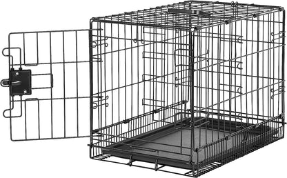 Amazon Basics - Durable,Foldable Metal Wire Dog Crate with Tray, Double Door, Divider, 24 X 18 X 20 Inches, Black