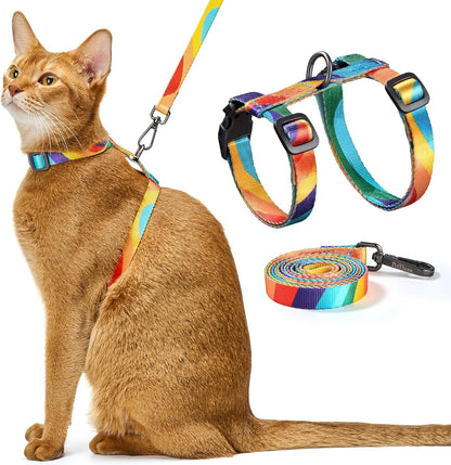 Cat Harness and Leash Set - Escape Proof Adjustable Cat Harness, Comfortable Soft Lightweight, Use Safe & Easy, Walking Travel Kitten Harness for Small Medium Large Cats (Yellowstone Park)