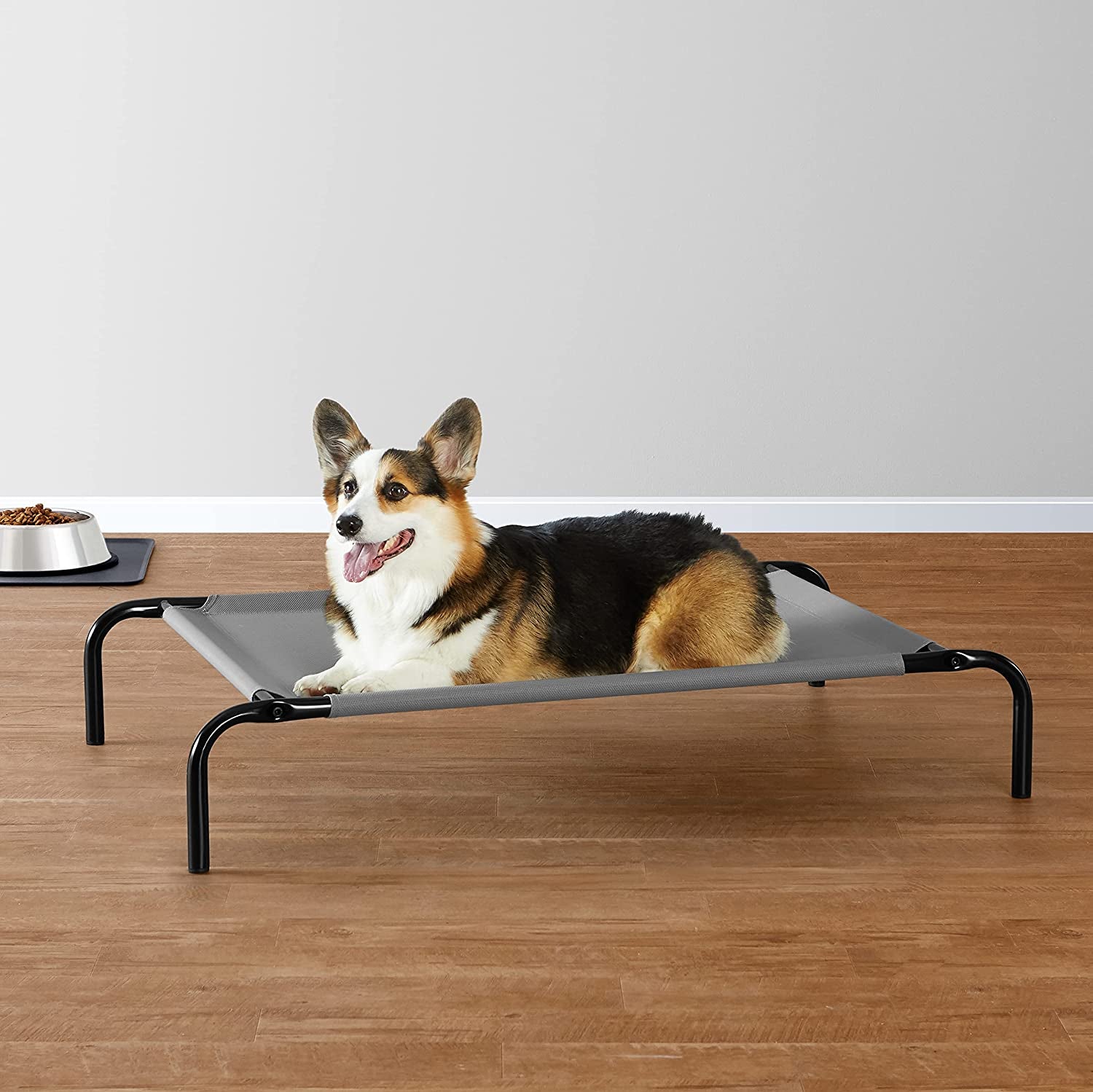 Amazon Basics Cooling Elevated Dog Bed with Metal Frame, Small, Grey, 35.6"L X 21.8"W X 7.7"Th