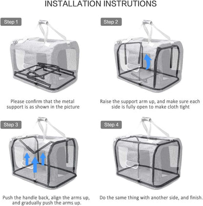 Extra Large Cat Carrier Soft Sided Folding Small Medium Dog Pet Carrier 24"X16.5"X16" Travel Collapsible Ventilated Comfortable Design Portable Vehicle (Grey)