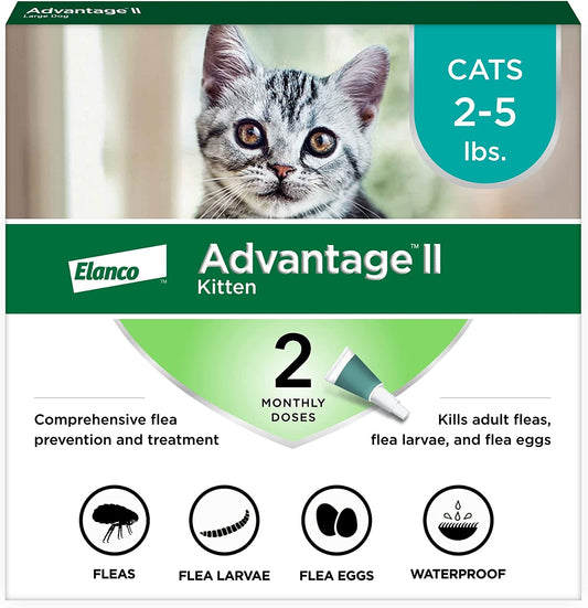 Advantage II Kitten Vet-Recommended Flea Treatment & Prevention | Cats 2-5 Lbs. | 2-Month Supply