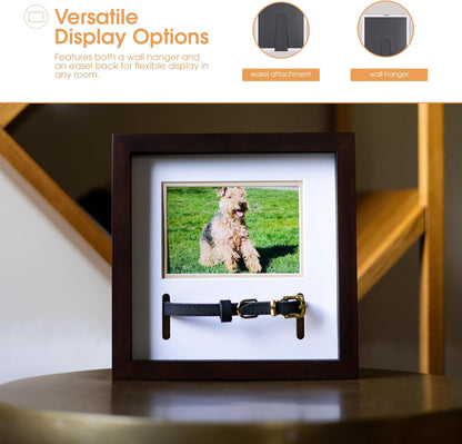 Pearhead Pet Collar Keepsake Picture Frame, Memorial Shadow Box, Wall Mountable Display, Bereavement Photo Frame for Dogs and Cats, Pet Loss Remembrance Gift, 4.5X6.5 Photo Insert, Black