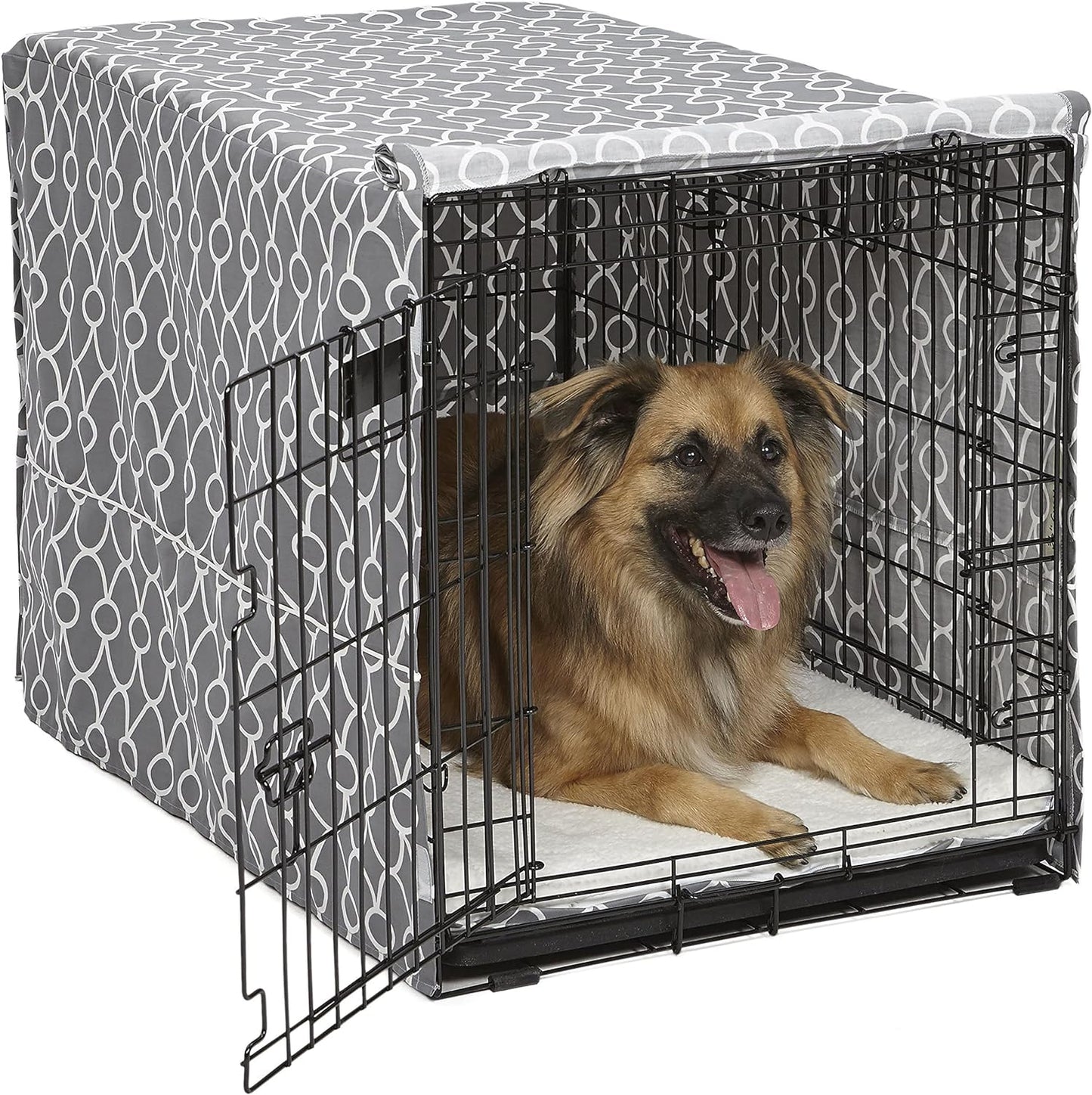 Midwest Homes for Pets Dog Crate Cover, Privacy Dog Crate Cover Fits Midwest Dog Crates, Crate Cover Only; Machine Wash & Dry; Gray Geo Print; 36 Inch