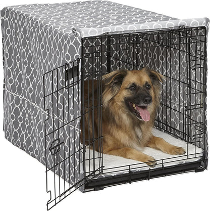 Midwest Homes for Pets Dog Crate Cover, Privacy Dog Crate Cover Fits Midwest Dog Crates, Crate Cover Only; Machine Wash & Dry; Gray Geo Print; 36 Inch