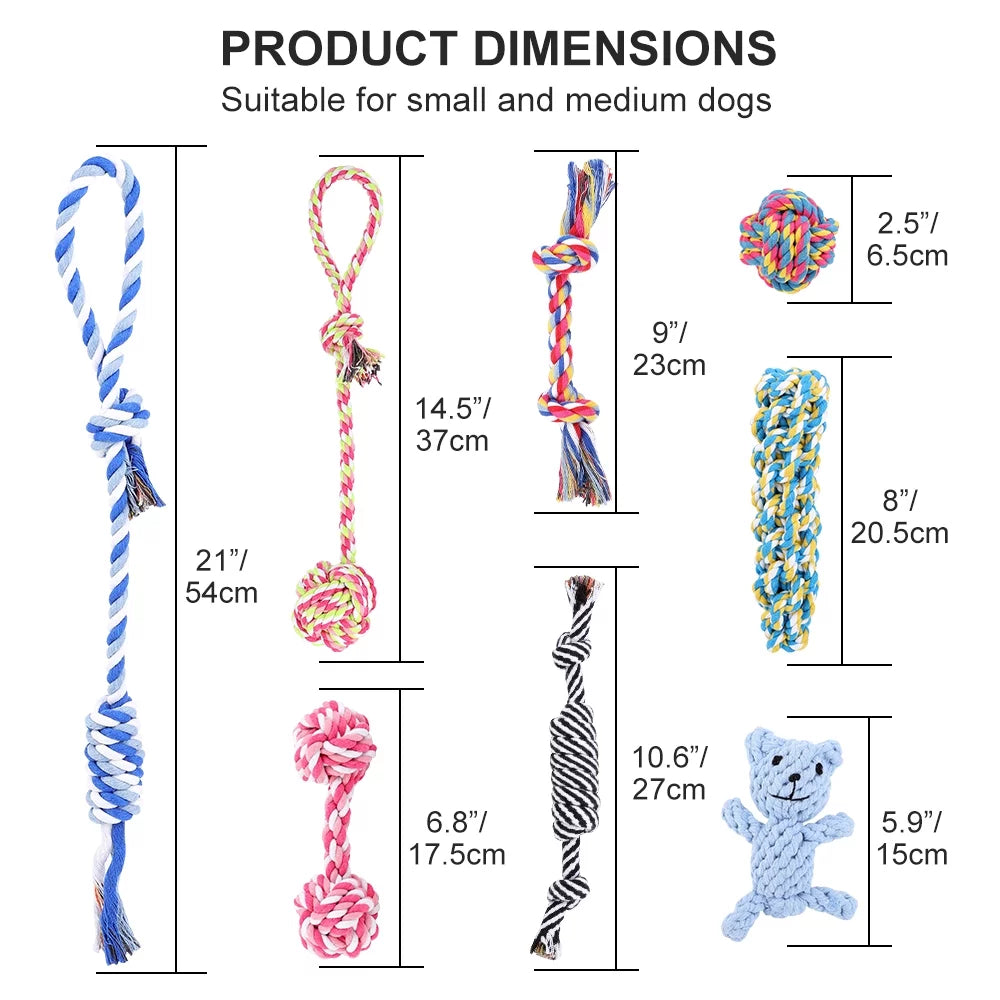 Plutus Pet Dog Chew Toys for Aggressive Chewers, 8 pack Interactive Washable Tough Teething Dog Rope Toys, for Puppies Small Medium Dogs
