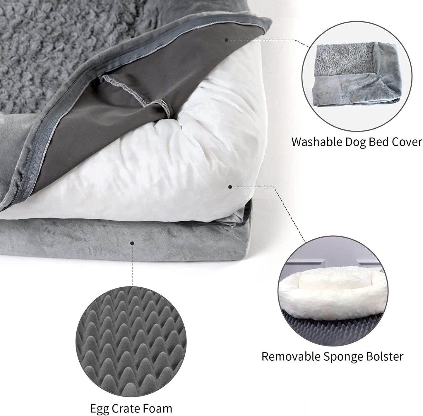 XL Dog Bed, Orthopedic Gel Cooling Memory Foam Dog Bed, Washable Dog Bed with Removable Cover, Waterproof Non-Slip Bottom Big Dog Couch Bed