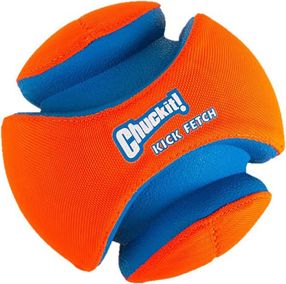 Chuckit! Kick Fetch Ball Dog Toy, Large (8 Inch) & Indoor Fetch Ball Dog Toy (4.75 Inch), Orange and Blue