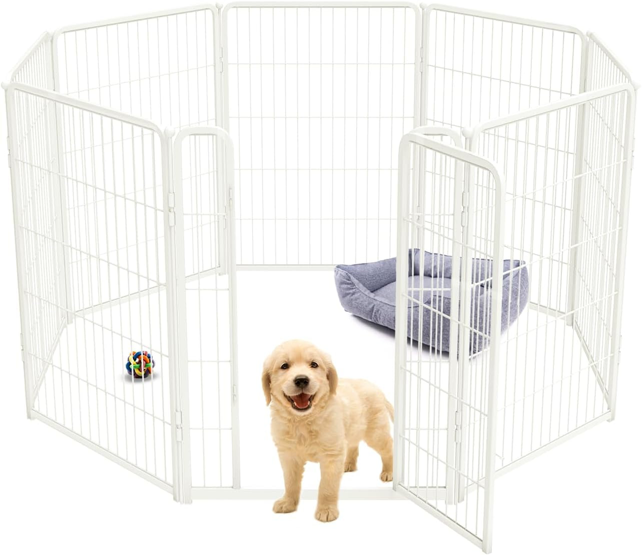 FXW Homeplus Dog Playpen Designed for Indoor Use, 40" Height for Large Dogs, White│Patented