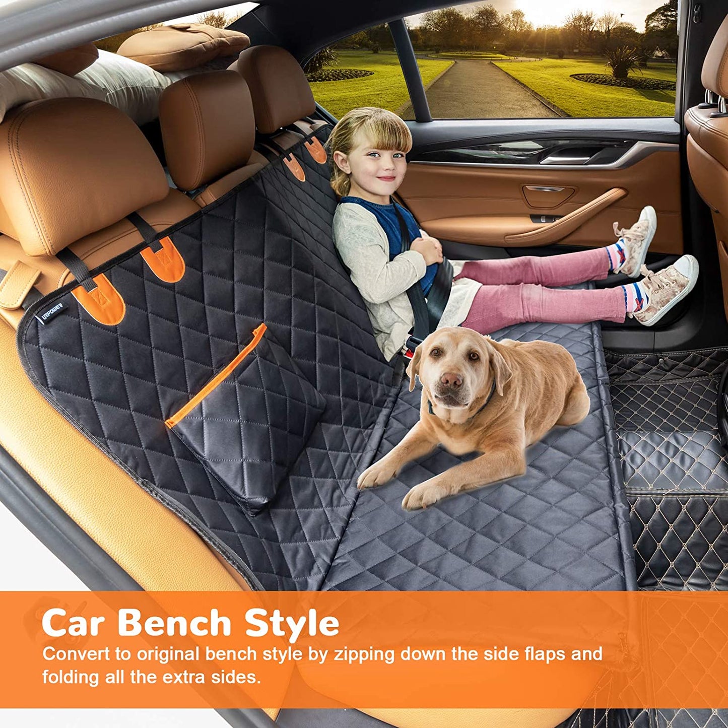 URPOWER Dog Seat Cover Car for Pets 100% Waterproof Pet Hammock 600D Heavy Duty Scratch Proof Nonslip Durable Soft Back Covers Cars Trucks and Suvs