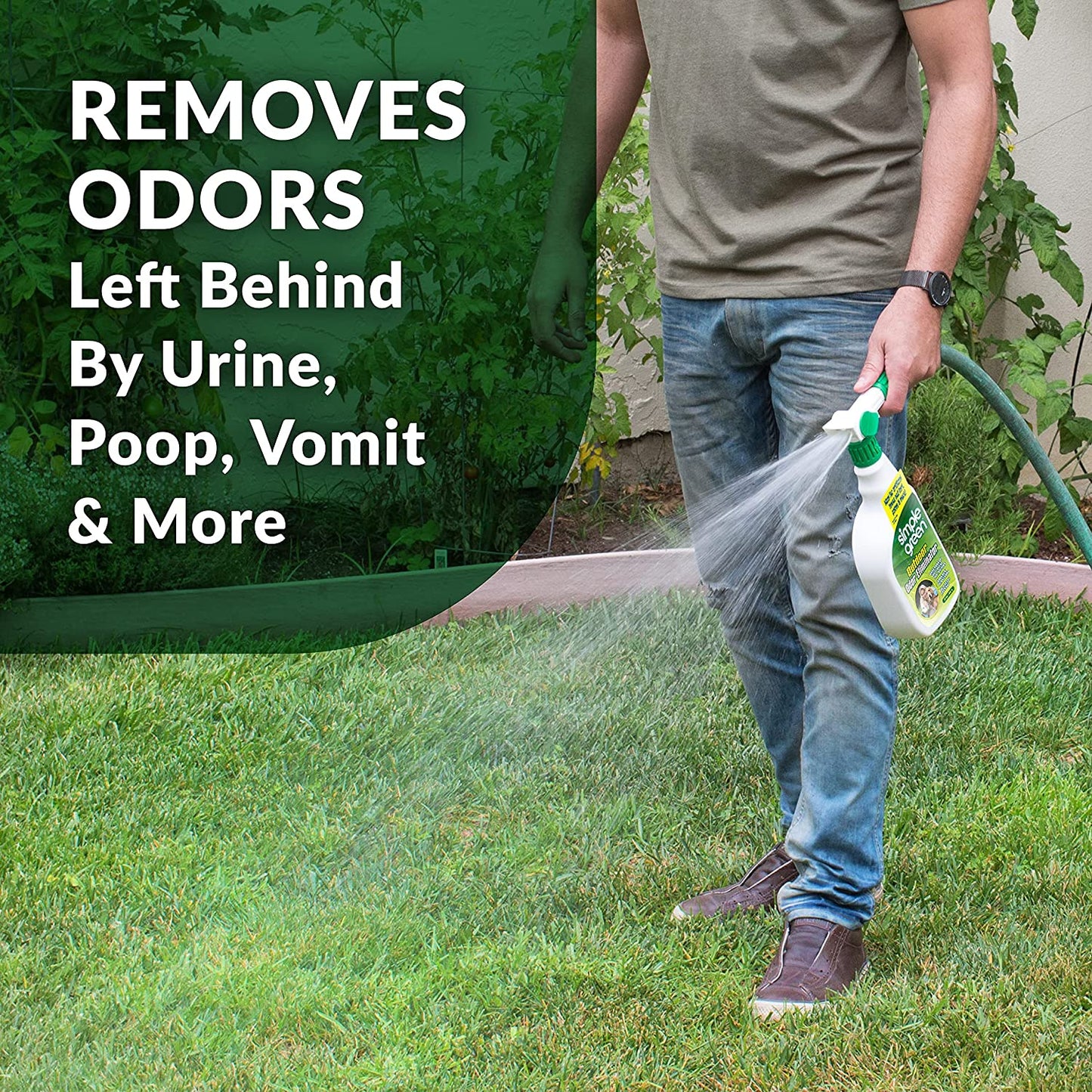 Simple Green Outdoor Odor Eliminator for Pets, Dogs, Ideal for Artificial Grass & Patio (32 Oz Hose End Sprayer & 1 Gallon Refill)