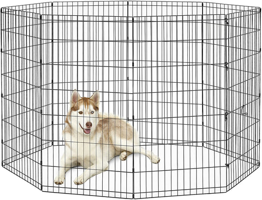 New World Pet Products 48' Foldable Black Metal Dog Exercise Pen No Door