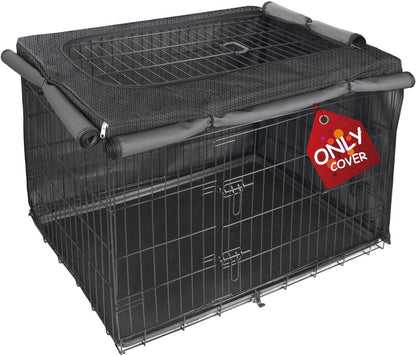 Explore Land Dog Crate Cover for 36 Inches Wire Cage, Heavy-Duty Lattice Pet Kennel Covers Compatible with 1 2 3 Doors Standard Metal Crate (Black)