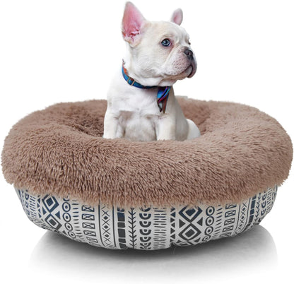 Modern Dog Beds for Small Dogs 19 Inches Anxiety and Calming Theme Style Washable Fluffy and Plush Puppy Beds for Small Dogs Fits up to 15 Lbs Pets Beds for Small Dog.