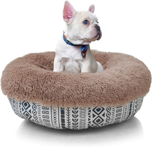 Modern Dog Beds for Small Dogs 19 Inches Anxiety and Calming Theme Style Washable Fluffy and Plush Puppy Beds for Small Dogs Fits up to 15 Lbs Pets Beds for Small Dog.