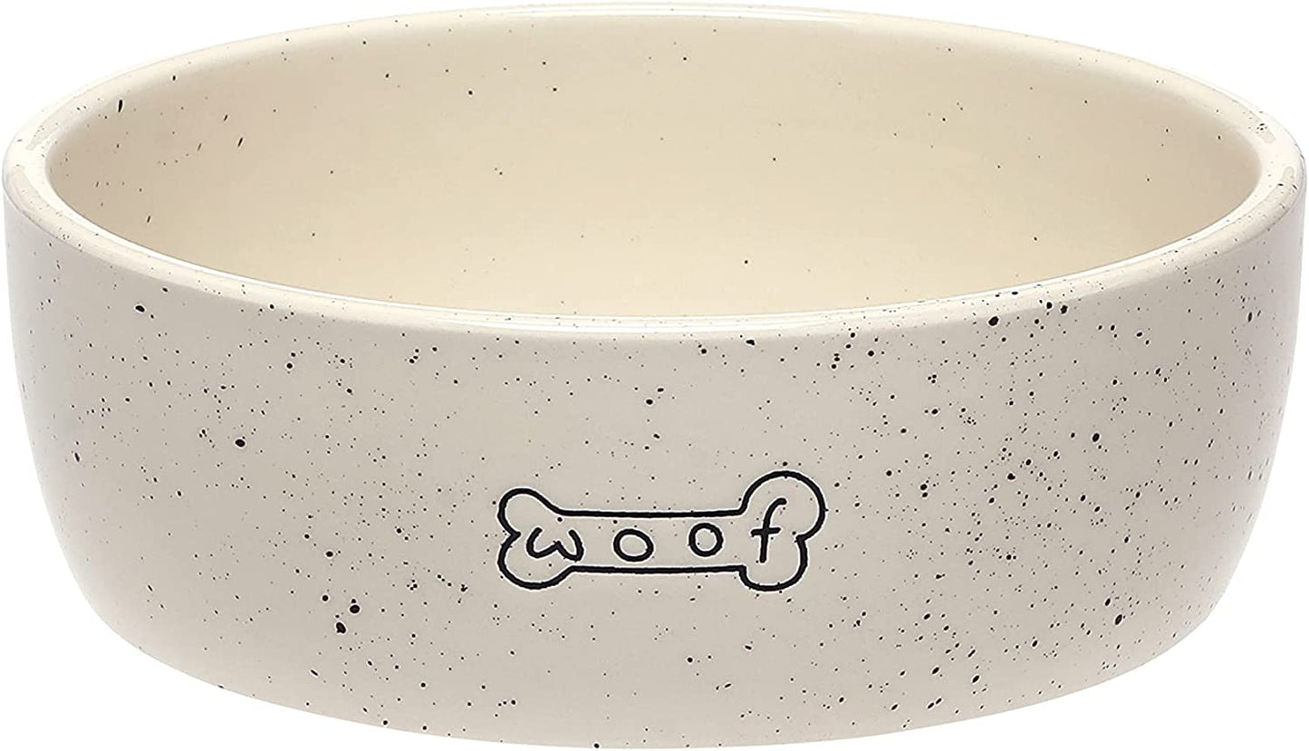 Pearhead Bone Appetit Ceramic Dog Bowl, Medium Food or Water Bowl, Pet Dish, Microwave and Dishwasher Safe, Pet Owner Essentials, Holds 2 Cups