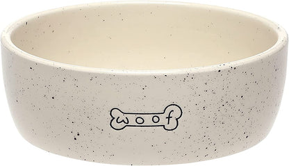 Pearhead Gray Dog Faces Pattern Ceramic Dog Bowl, Medium Water and Food Dish, Microwave and Dishwasher Safe, Pet Owner Essentials, Holds 2 Cups