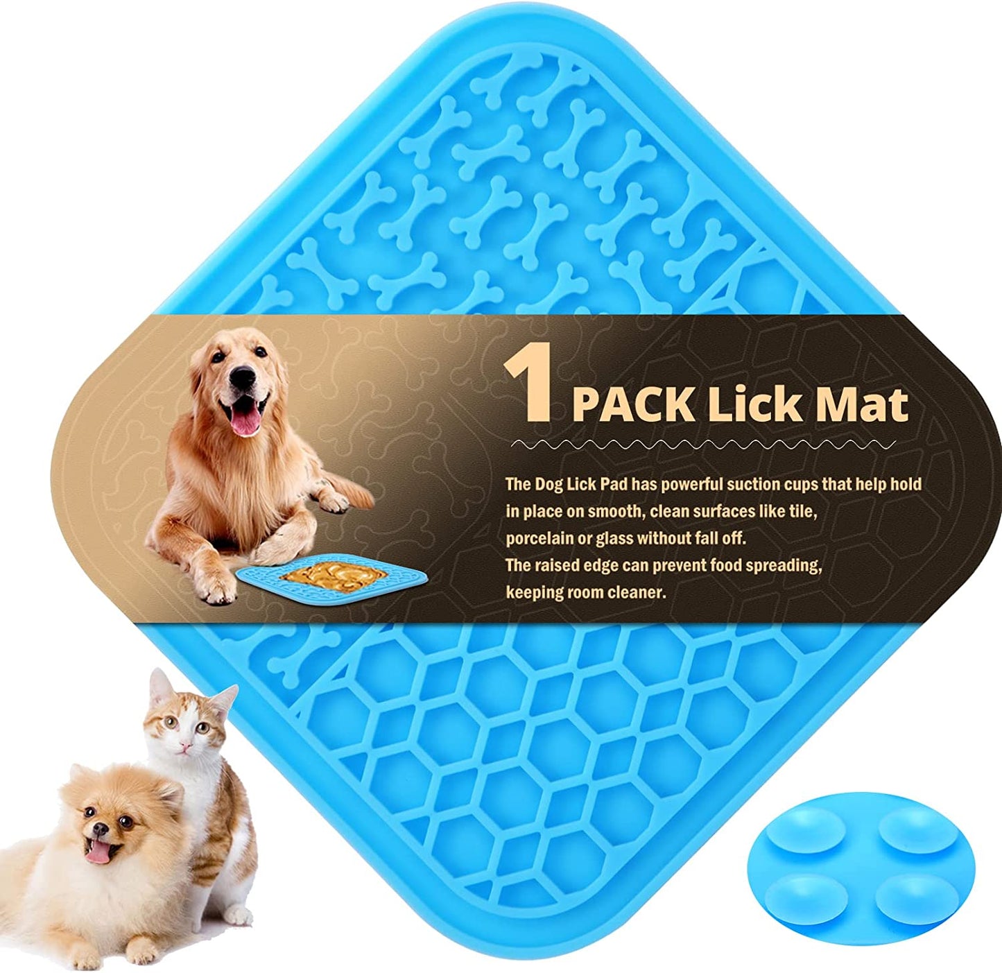 1 Pack Lick Mat for Dogs and Cats, Dog Slow Feeder Dowl Mat for Bathing Grooming Nailing Trimming, Food-Grade, Non-Toxic