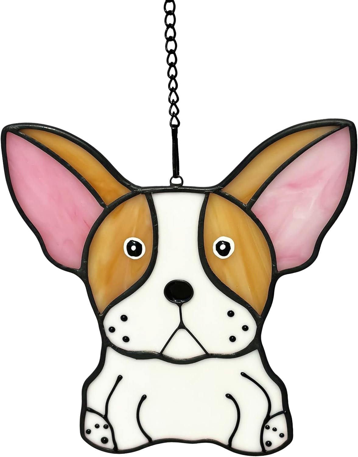 Stained Glass Yellow Bulldog Decor Winow Hangings, Bulldog Suncatcher for Windows, Bulldog Memorial Gifts for Women, Pet Loss Remembrance Gift for Mother(Y-Bulldog)