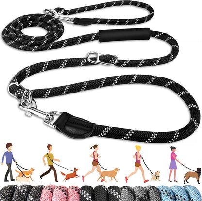 Lukovee Hands Free Dog Leash, 10FT Adjustable Dog Training Leash 1/2 Inch Nylon Heavy Duty Lead No Pull for Large Medium Dogs, Tangle Free Reflective Waist Leash for Dog Walking Running, Blue