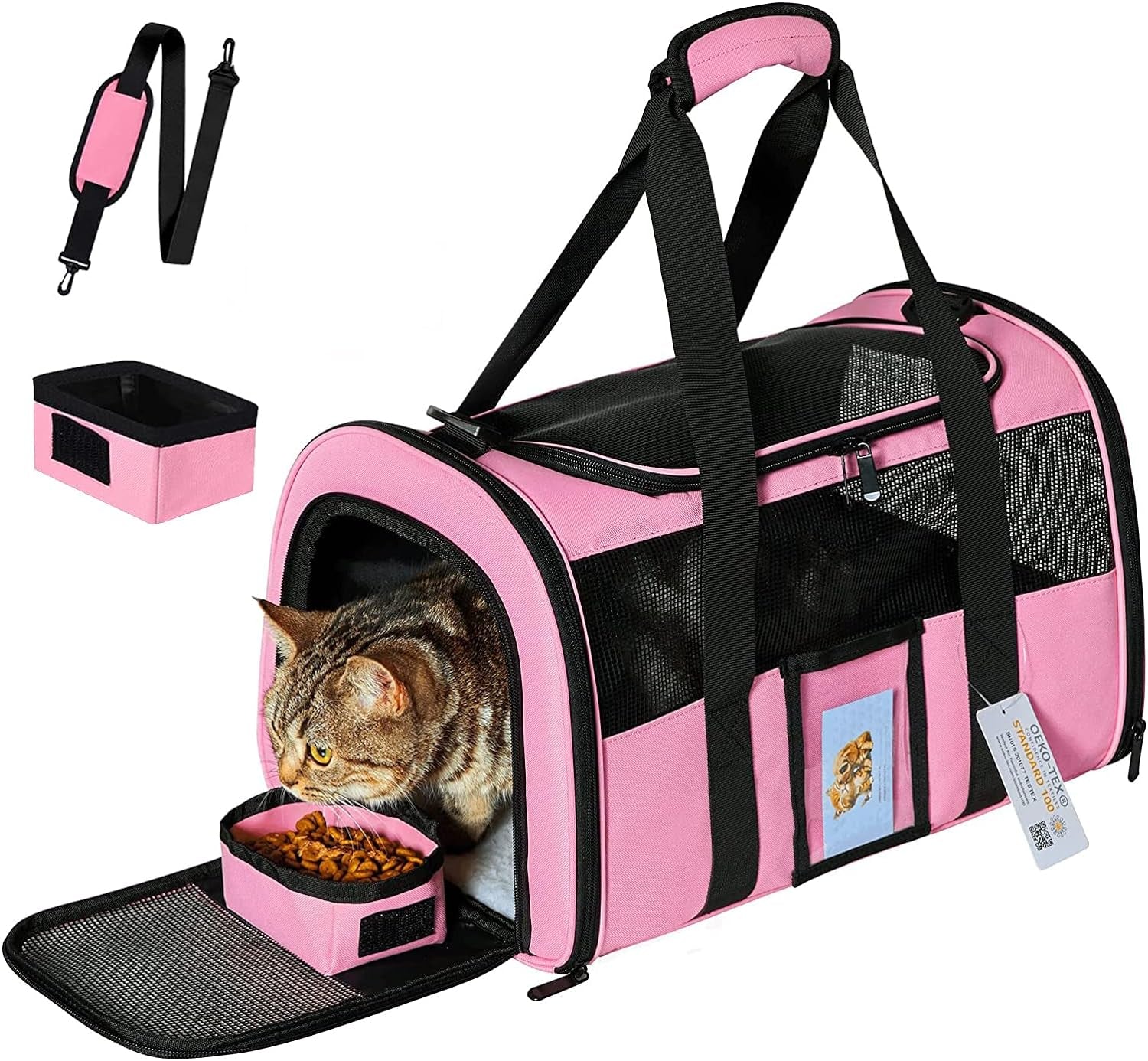 Extra Large Pet Carrier 20 Lbs+, Soft Sided Cat Carriers for Large Cats under 25 Lbs, Folding Big Dog Carrier 20"X13"X13", Cat Carrier for 2 Cats Travel Carrier -Large- Pink