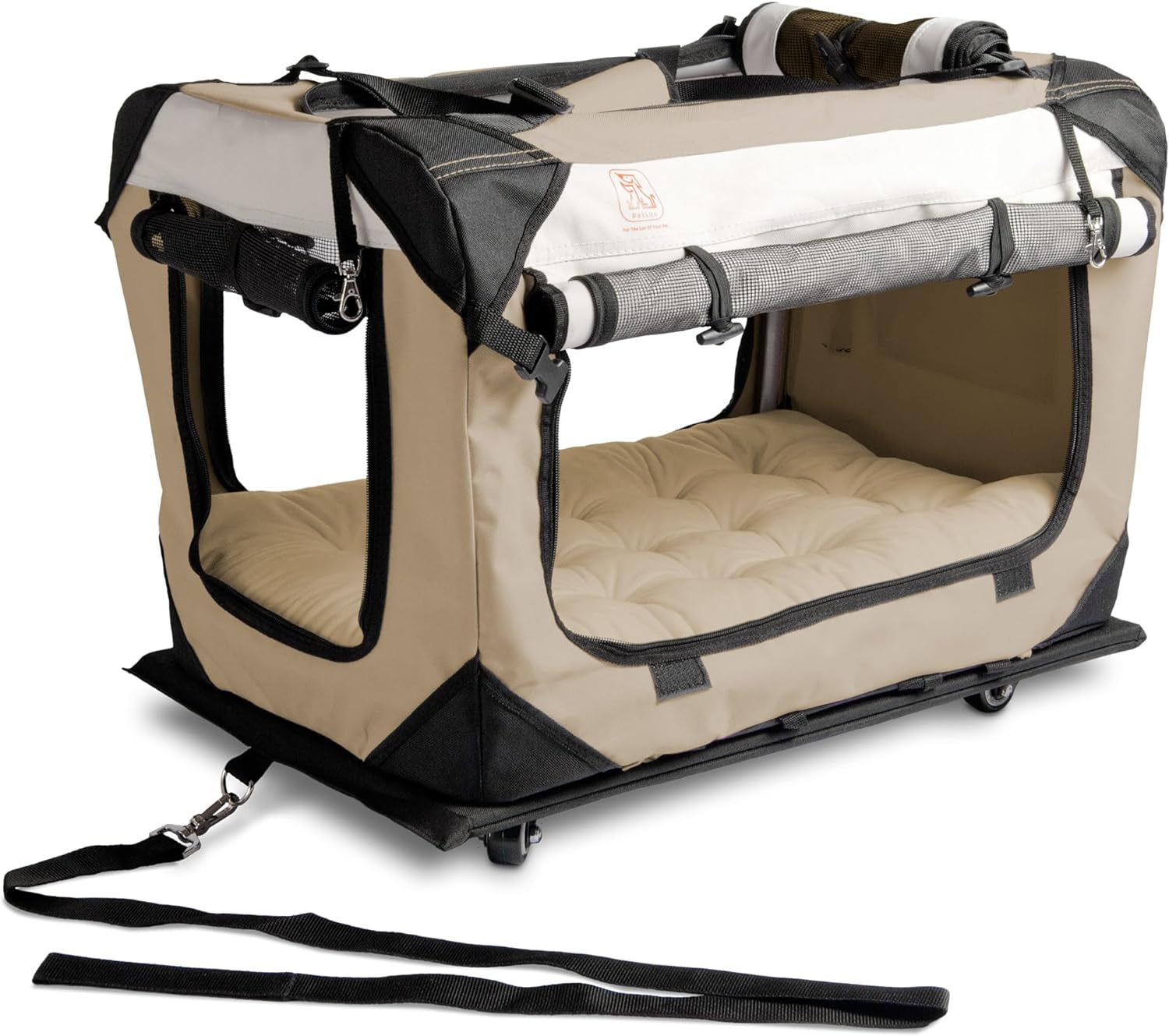 Large Cat Carrier on Wheels & Dog Carrier for 2 Cats or Medium Dog. Rolling, Soft Sided Pet Carrier for Travel. Collapsible, Portable Cat Bag with Soft Bed, Top & Side Loading, Locking Zippers