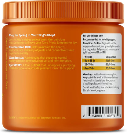 Zesty Paws Hip and Joint Supplement for Dogs - Glucosamine for Dog Joint Supplement - with Chondroitin, MSM, Vitamins C and E for Dog Joint Relief - Mobility Bites Bacon – 90 Count