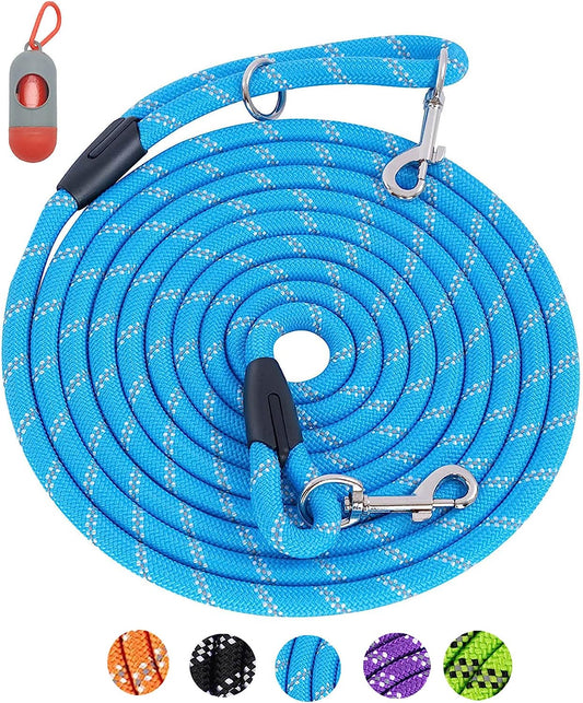 100FT Extra Long Leashes for Dog Training, Reflective Threads Check Cord Recall Training Agility Dog Lead for Large Medium Small Dogs, Dog Tie-Out Cable Great for Playing, Camping, or Backyard