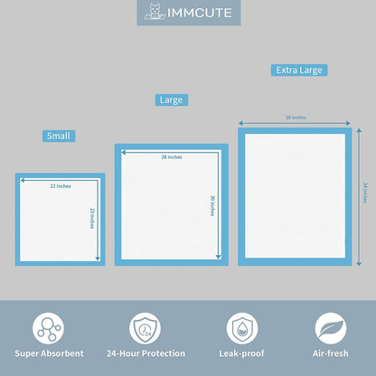 IMMCUTE Puppy Pee Pads 22"X23"- 14 Count | Dog Pee Training Pads Super Absorbent & Leak-Proof | Disposable Pet Piddle and Potty Pads for Puppies | Dogs | Doggie| Cats | Rabbits