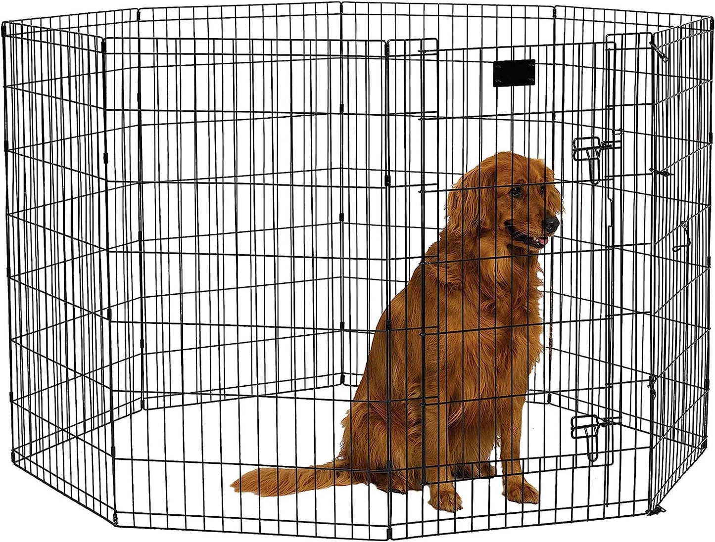 Midwest Homes for Pets Foldable Metaldog Exercise Pen / Pet Playpen, Black W/ Door, 24'W X 42'H