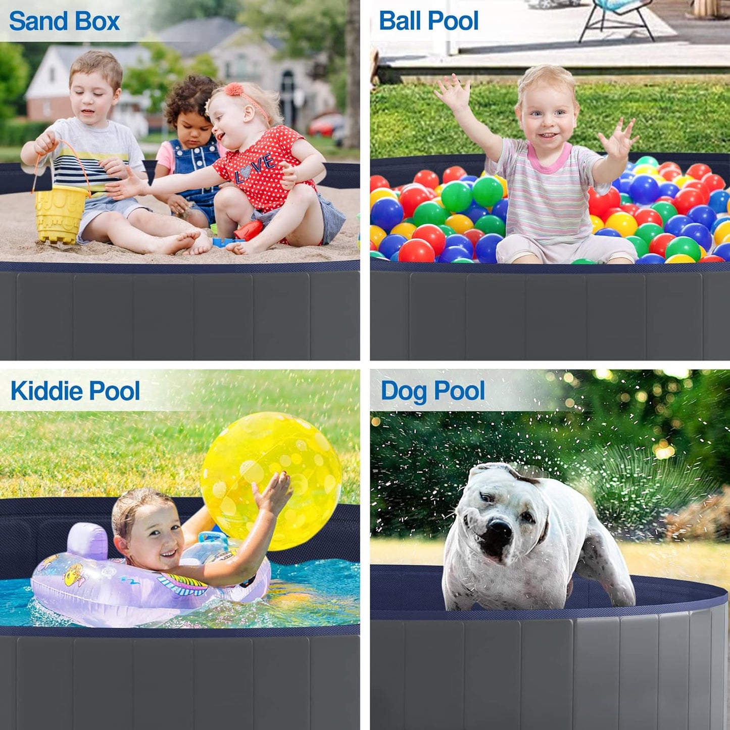 Niubya Foldable Dog Pool, Collapsible Hard Plastic Dog Swimming Pool, Portable Bath Tub for Pets Dogs and Cats, Pet Wading Pool for Indoor and Outdoor, 80 X 12 Inches