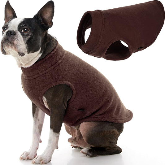 Gooby Stretch Fleece Vest Dog Sweater - Brown, Large - Warm Pullover Fleece Dog Jacket - Winter Dog Clothes for Small Dogs Boy or Girl - Dog Sweaters for Small Dogs to Dog Sweaters for Large Dogs