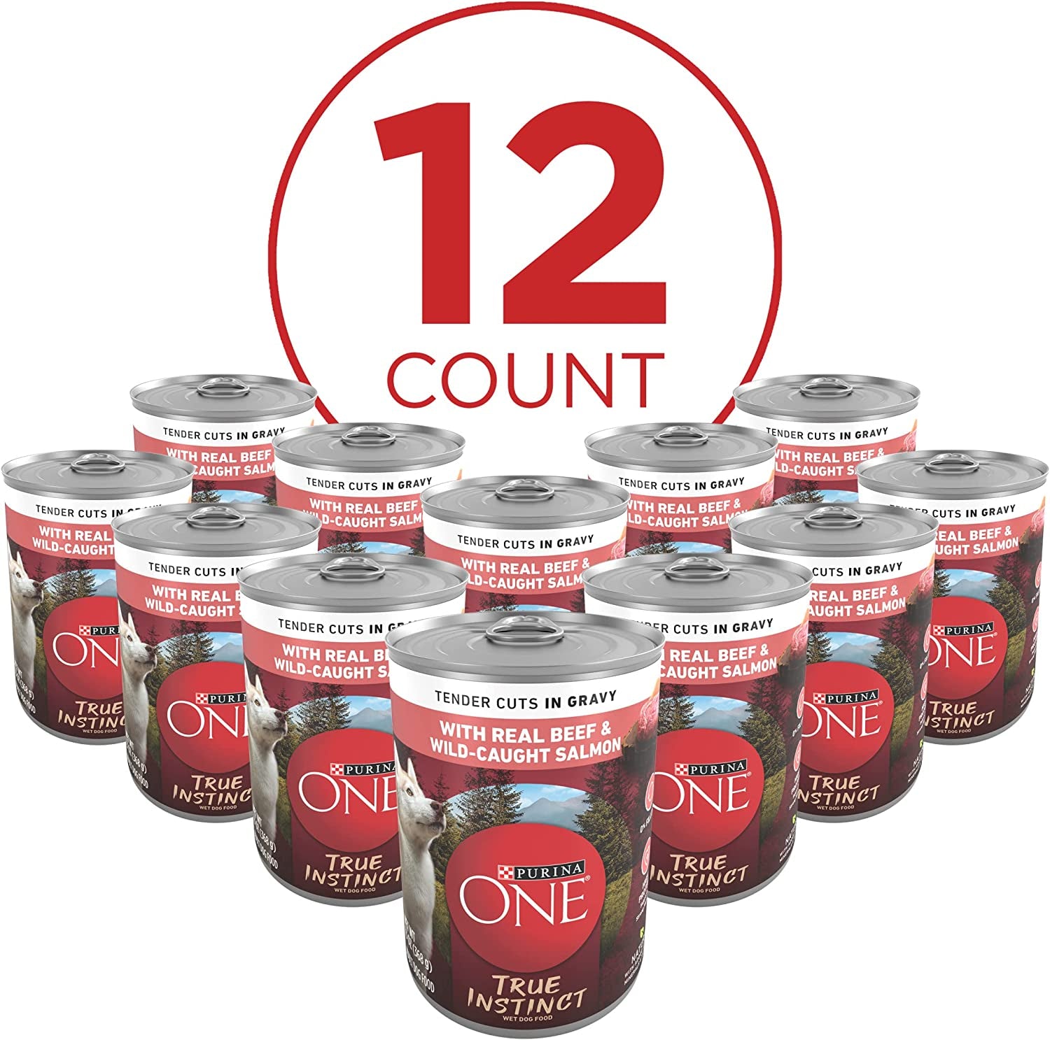 Purina ONE Wet Dog Food True Instinct Classic Ground Grain-Free Formula with Real Turkey and Venison High Protein Wet Dog Food - (Pack of 12) 13 Oz. Cans