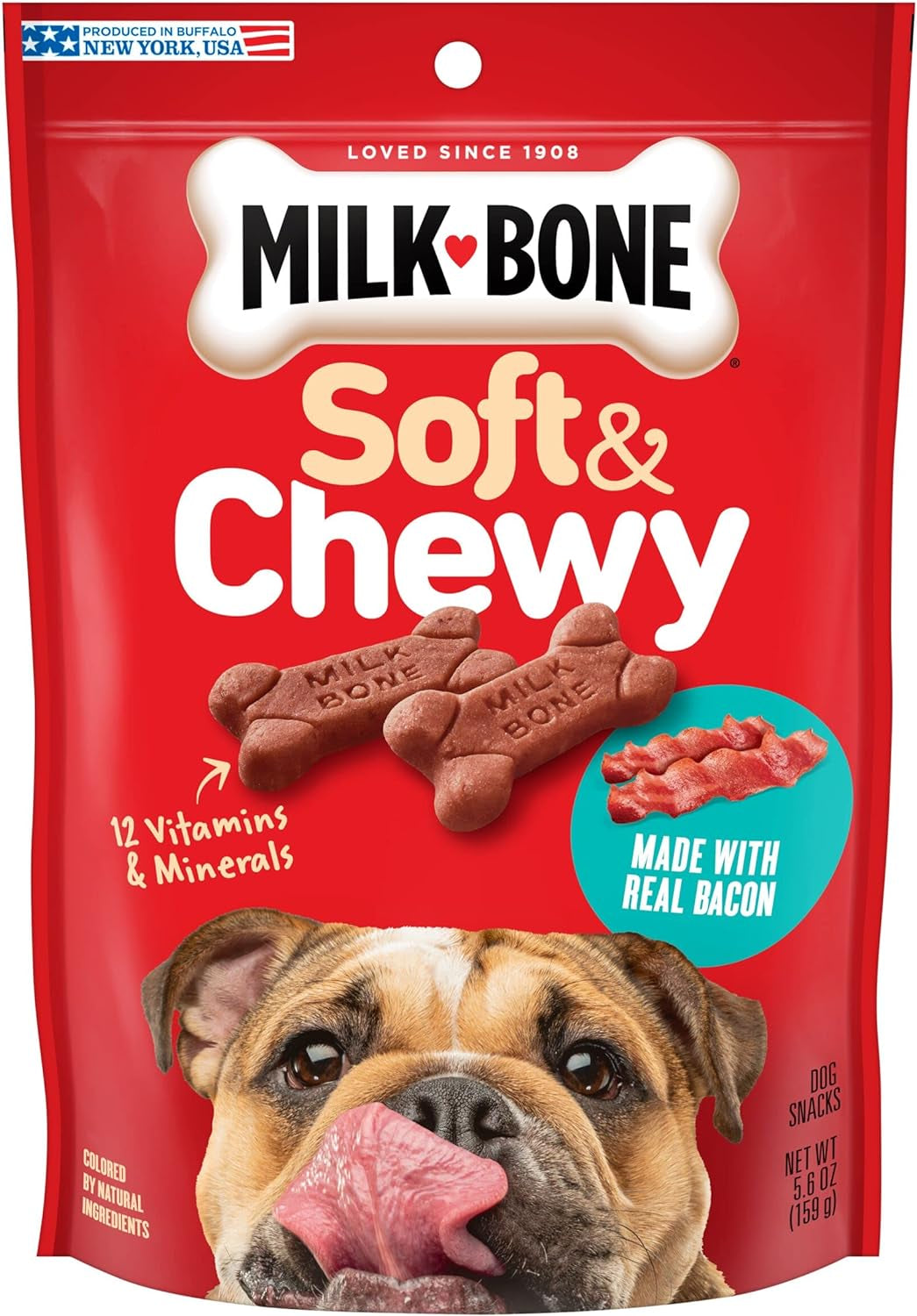 Milk-Bone Soft & Chewy Dog Treats Made with Real Bacon, 5.6 Ounce (Pack of 10)