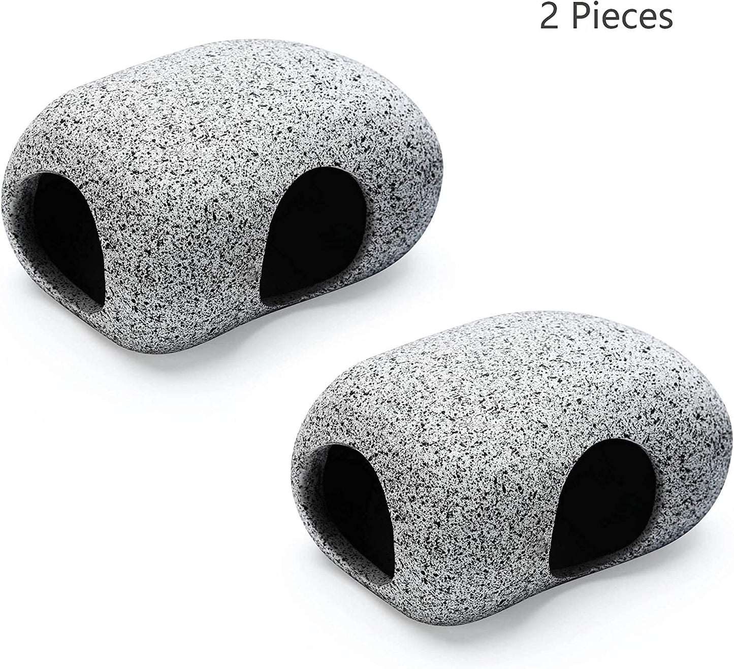 2PCS Aquarium Hideaway Rocks for Aquatic Pets to Breed, Play and Rest, Safe and Non-Toxic Fish Tank Ornaments, Ceramic Decor Rocks for Betta