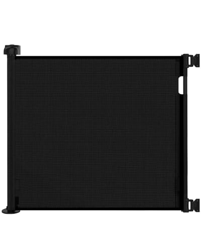 Retractable Baby Gate for Stairs – 33" Height, Expands up to 55" Width – Safety Gate for Infants, Toddlers, Dogs & Pets – Easy Install, Secure Closure, Black Mesh Design for Indoor & Outdoor Use