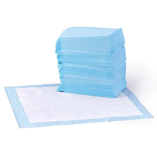 Amazon Basics Leak-Proof Dog and Puppy Potty Training Pee Pads with Quick-Dry 5-Layer Super Absorbent Surface for Dog Training, Floor Protection, Regular Size 22x22", Blue & White, 50 Count