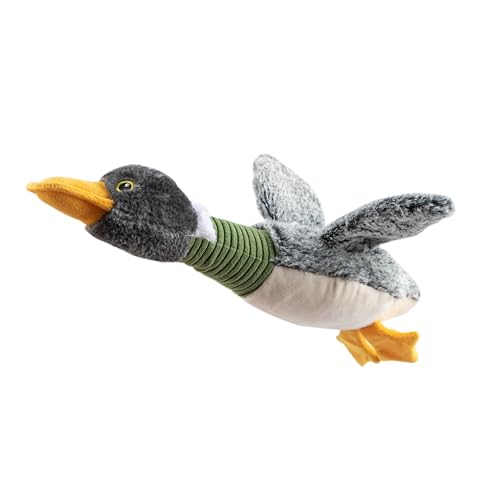 Best Pet Supplies Interactive Squeaky Dog Chew Toy, Ideal Dog Toys for Chewers, Small, Medium & Large Dogs, and Fetch Lovers - Mallard Duck Wing (Gray), Small