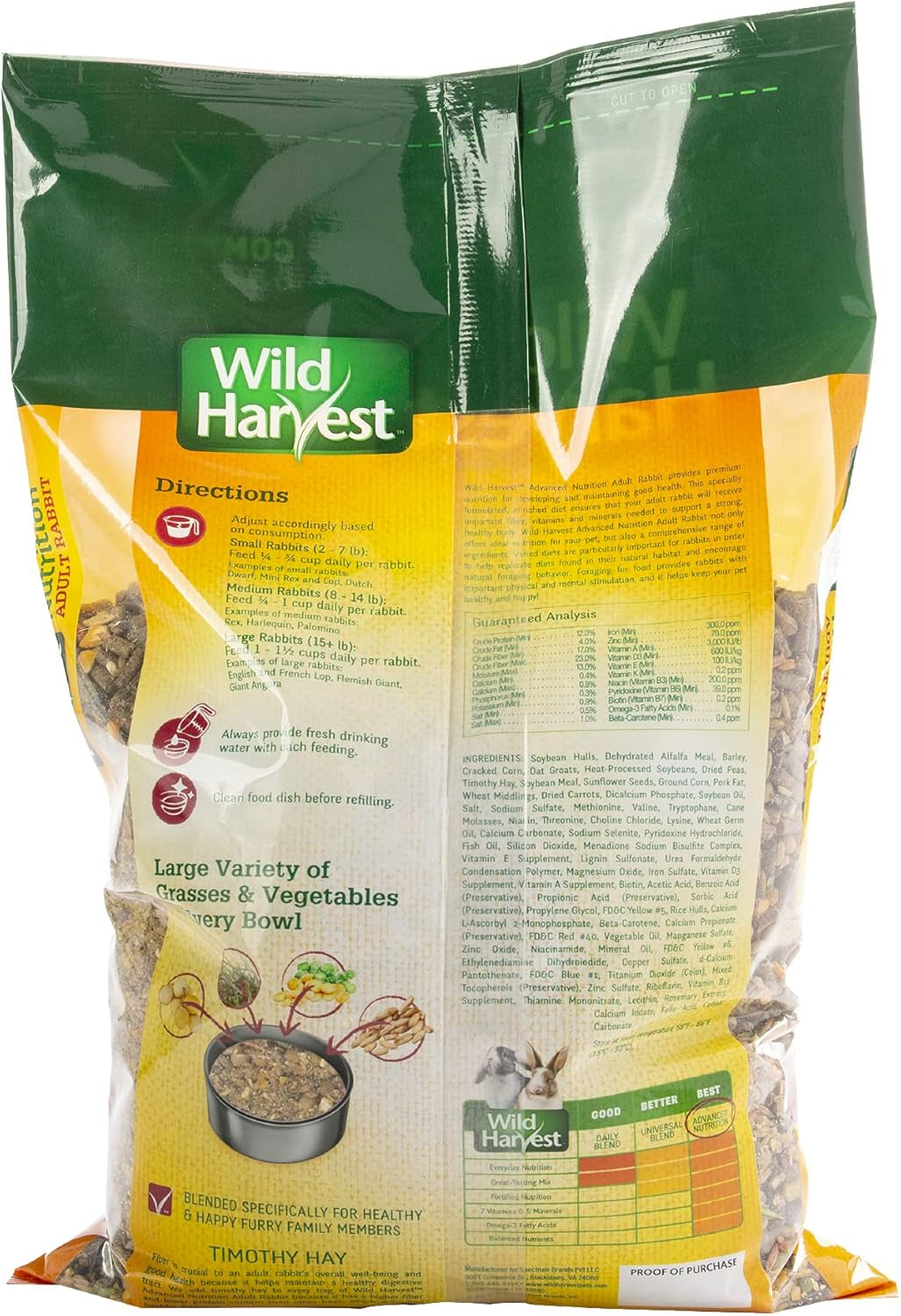 Wild Harvest Advanced Nutrition Diet For Adult Rabbits, 8 Lbs